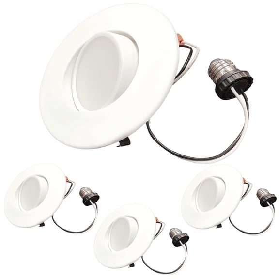 Diodesy- Pack of 4 LED9REC/4/930/WHRD-G/D 4 Inch LED Flush Mount Adjustable Retrofit Downlight, Round Recessed with Gimbal Ceiling Light, 3000K Soft White, 9W (65 Watts Equiv.), 650 Lumens, UL Listed