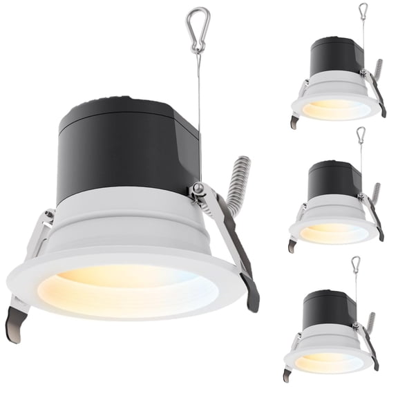 Diodesy- Pack of 4 LFX/CRD/4R/90CRI/3MW/5SCT/V2 4 Inch Recessed Ceiling Downlight, Dimmable CCT 2700K/3000K/3500K/4000K/5000K, 9/13/18W Power Selectable, Multi Volt 120-347V, Energy Star, ETL Listed