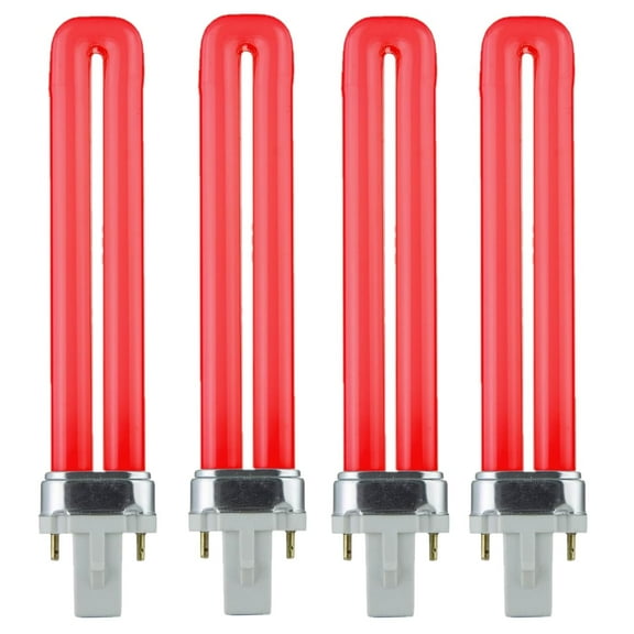 Diodesy- Pack of 4 PL9/RED Replacement RedLight Bulb, PL 2-Pin Fluorescent U-Shaped Bulb, 6.50 Inch Twin Tube for Signage, 9 Watts, 120 Volts, 2-Pin G23 Base, 10000 Lifespan Hour