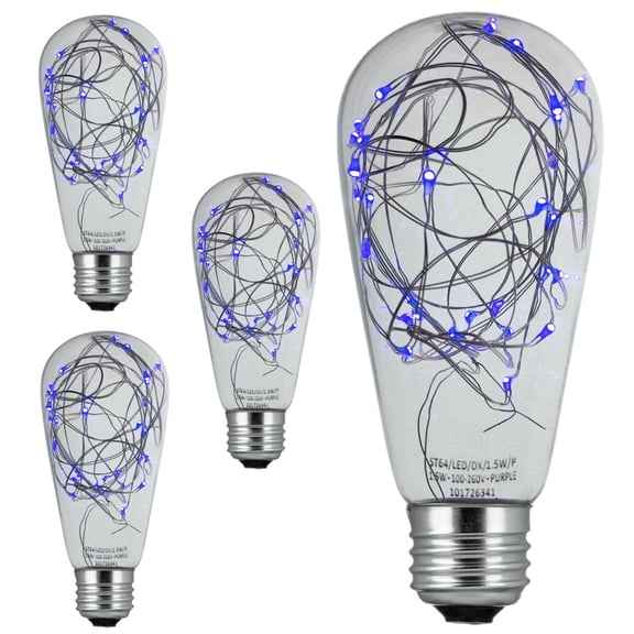 Diodesy- Pack of 4 ST64/LED/DX/1.5W/B ST64 Fairy String Light Bulb, LED Blue Edison Style Bulb, 1.5 Watts, Clear Glass Decorative Bulbs for Pendants and Sconces, E26 Medium Base, CRI60, 20000hr