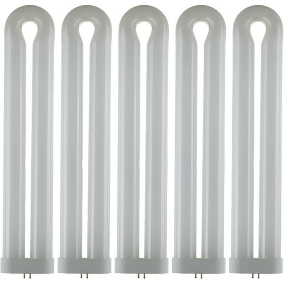 Diodesy- Pack of 5 FUL50T10 Replacement Black Light Bulb, T10 Fluorescent U-Shaped Bulb, Twin Tube UV Lamp for Bars/Night Club, 50 Watts, 120 Volts, 4-Pin GX10q Base, 368 Nanometer Color Wavelength