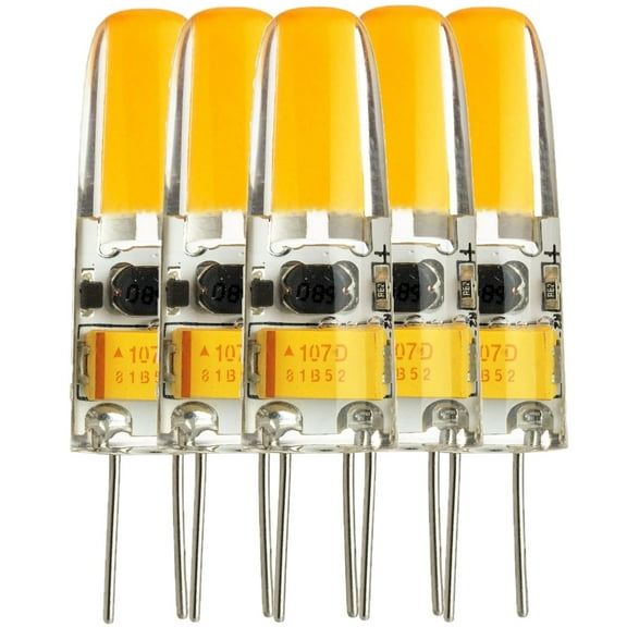 Diodesy- Pack of 5 G4/LED/1.5W/CL/12V/D/30K G4 LED Single Ended Bi-Pin Base Light Bulb, Dimmable, 1.5 Watts (15W Equivalent) Halogen Bulb Replacement, 3000K Soft White, 12V, RoHS Compliant, ETL Listed
