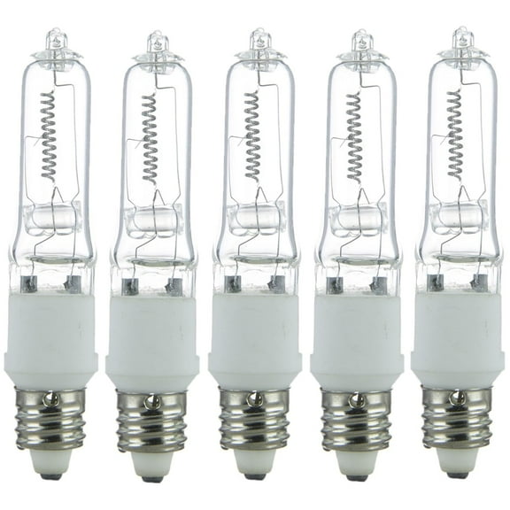 Diodesy- Pack of 5 Q100/CL/MC/CD1 Halogen Light Bulb for Chandelier/Track Lighting/Bathroom, Single Ended T4 Bulb, E11 Miniature Candelabra Base UV Protected, 3200K Soft White, 101Watt, 1500Lumen,120V
