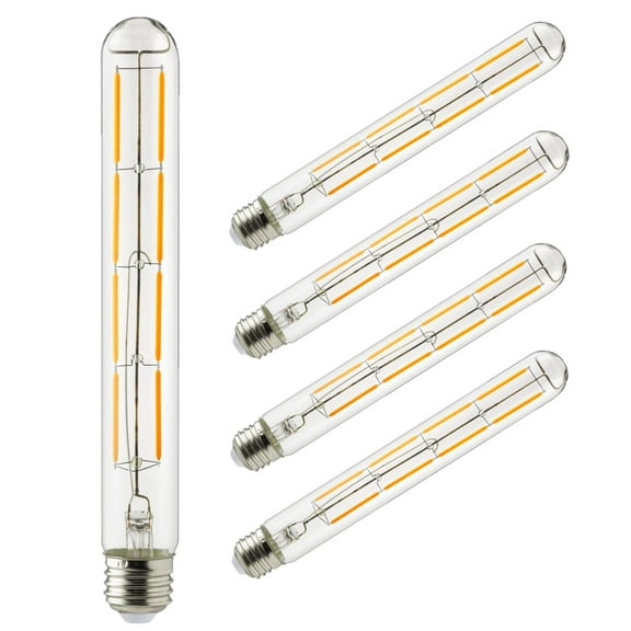 Diodesy- Pack of 5 T10/LED/FS/6W/922 T10 LED Dimmable Tubular Light Bulbs, 6 Watts (60W Equivalent), 2200K Amber Light, Edison Style Filament Bulb, E26 Clear Glass for Rustic Pendant, Wall Sconces, UL