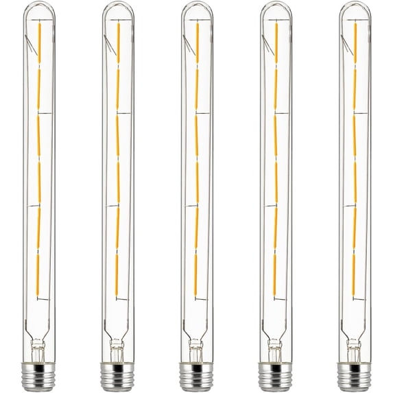 Diodesy- Pack of 5 T8/LED/FS/5W/922 T8 LED Tubular Light Bulb, Long Edison Style Vintage, 5 Watt (40W Equivalent), 2200K Amber Light, Dimmable E26 Base for Pendant, Chandeliers, Wall Sconce, 450LM,ETL