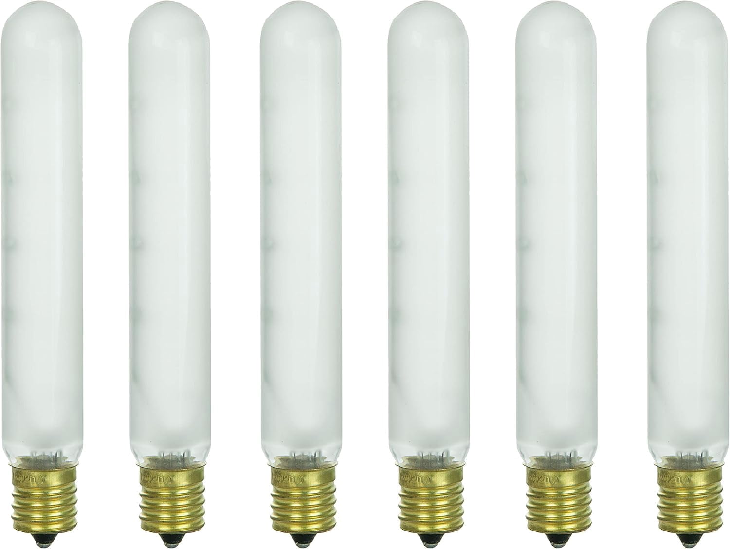 Diodesy- Pack of 6 40T6.5/FR/N Incandescent Tubular Light Bulbs, Clear Tube T6.5 Bulb, 40 Watt, 2600K Warm White, 290 Lumen, Intermediate Base (E17) for Appliances/Lamps/Holiday Decorations, 120V
