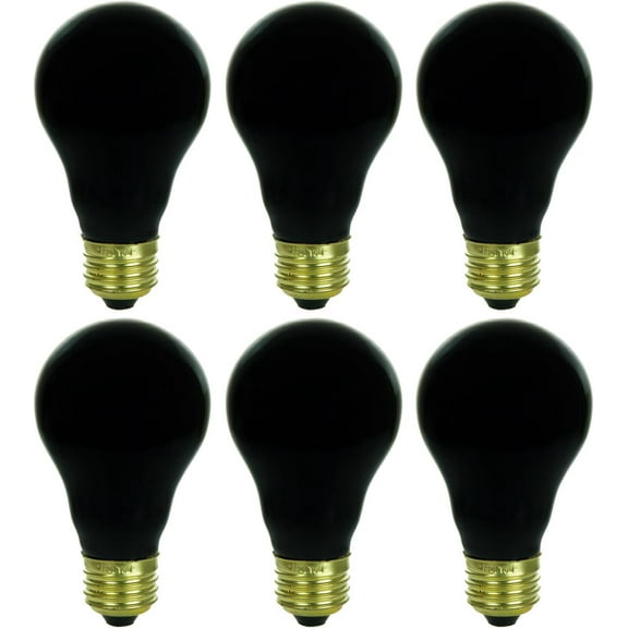 Diodesy- Pack of 6 75A A19 Black Light Bulbs, 75W Filament Ceramic Black Bulb, E26 Incandescent Light for Glow in The Dark/Body Paint/Fluorescent Poster, 120V, Dimmable, Mercury Free, Title 20