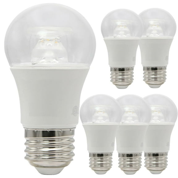 Diodesy- Pack of 6 A15/LED/6W/940 Candelabra LED Round Bulb, Ceiling Fan Light Bulb, Clear Dimmable Filament, Cool White 4000K, 6W (40W Equivalent), E26 Base, 450 Lumen, ETL Listed, Title-20 Compliant