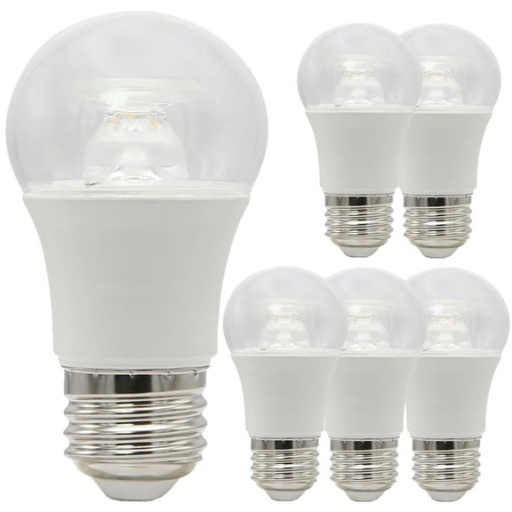 Diodesy- Pack of 6 A15/LED/6W/950 Candelabra LED Round Bulb, Ceiling Fan Light Bulb, Clear Dimmable Filament, Bright White 5000K, 6W (40W Equivalent), E26 450 Lumen, ETL Listed, Title-20 Compliant