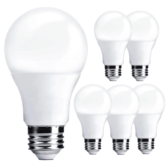 Diodesy- Pack of 6 A19/LED/6W/65K A19 LED Light Bulbs, 6W (40W Equivalent), Dimmable, 6500K Daylight, E26 Medium Base, Enclosed Fixture Rated, 480 Lumen, 120V, 25000hr, UL Listed, Rohs Compliant