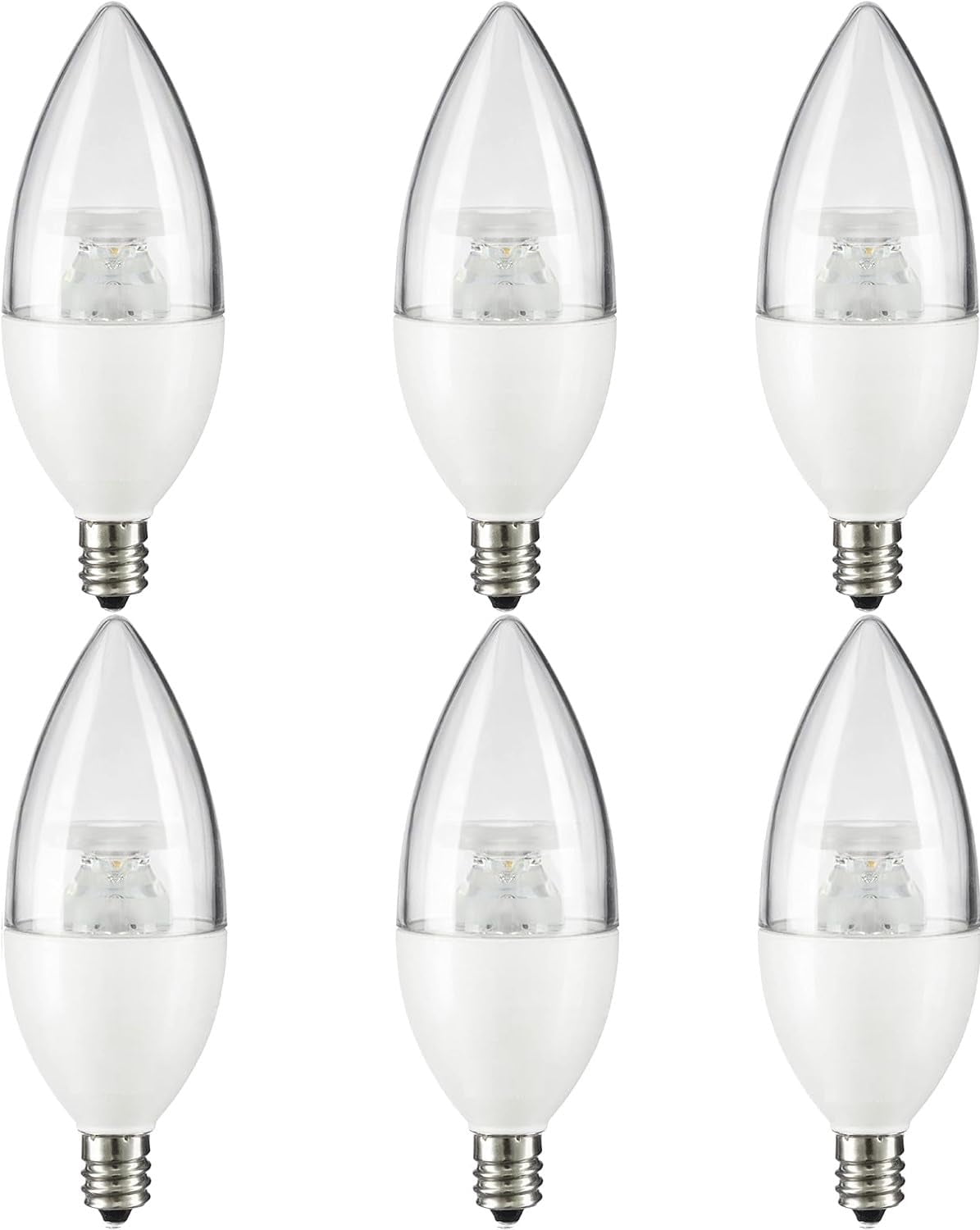Diodesy- Pack of 6 CTC/LED/4.5W/50K E12 Candelabra LED Light Bulb, Dimmable, 4.5W (40-Watt Equivalent), 5000K Bright White, Decorative Chandelier Candle Bulb, Ceiling Fan Bulb, Energy Star, ETL Listed