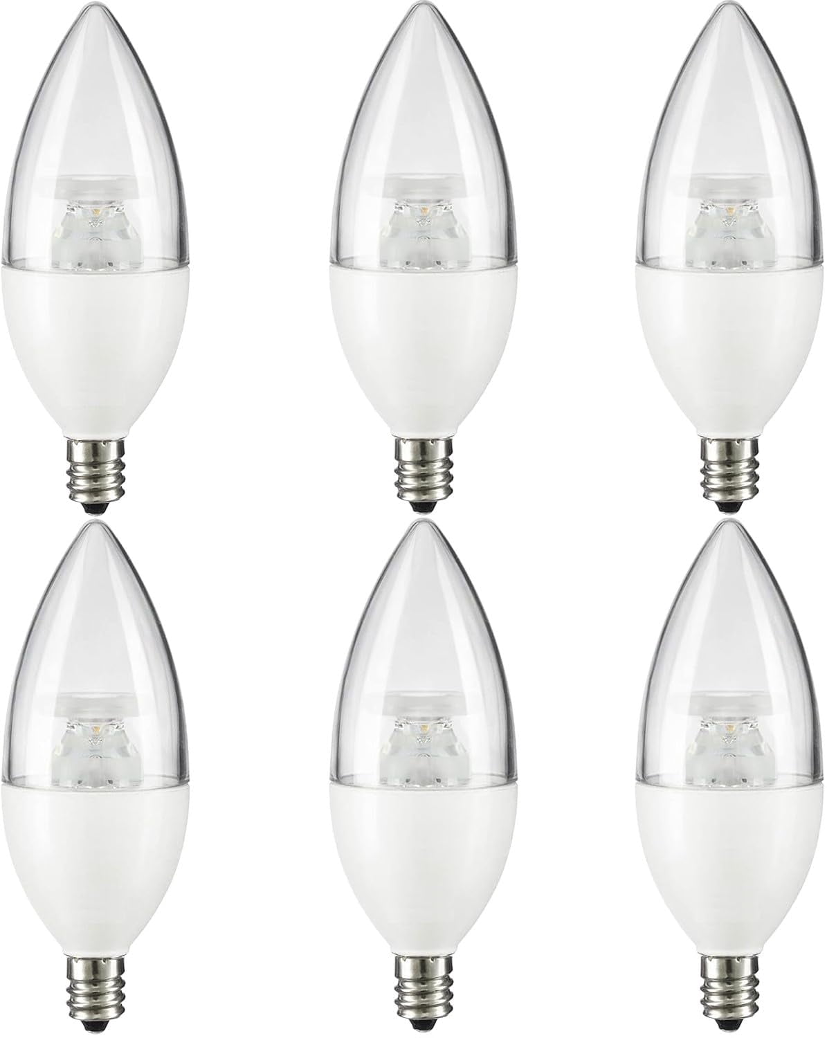 Diodesy- Pack of 6 CTC/LED/7W/30K E12 Candelabra LED Light Bulbs, Dimmable, 7W (60 Watt Equivalent), 3000K Soft White, Decorative Chandelier Candle Bulb, Ceiling Fan Bulbs, Energy Star, ETL Listed