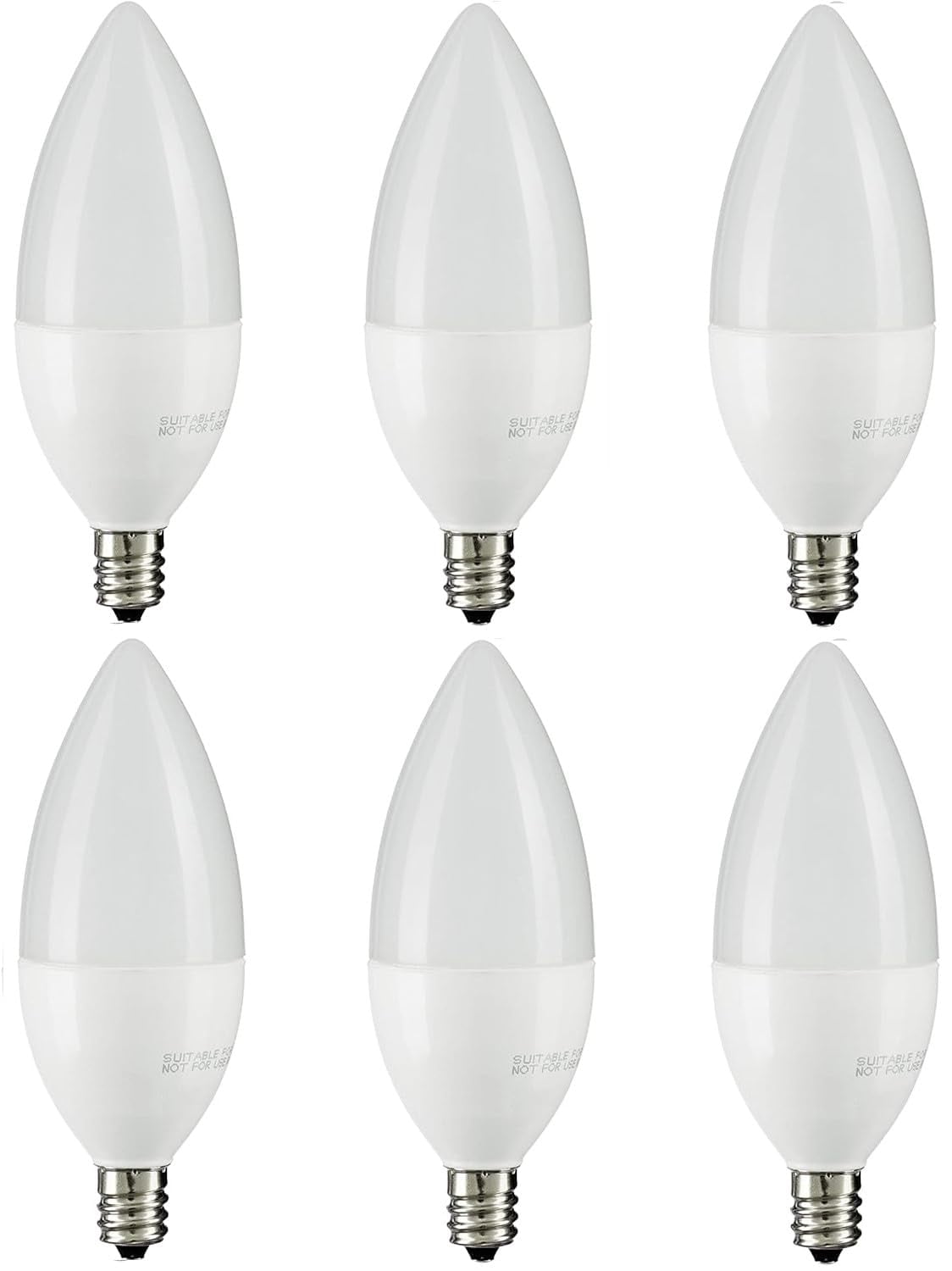 Diodesy- Pack of 6 CTF/LED/7W/30K E12 LED Candelabra Chandelier Light Bulb, Dimmable Frosted Torpedo Tip, 3000K Soft White, 7W (60 Watt EQ), CRI83, B12 Filament Candle Bulb, 500LM, 270? Beam, ETL