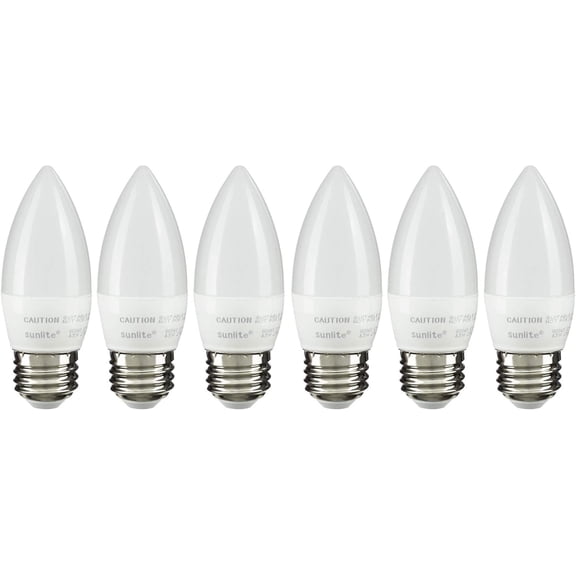 Diodesy- Pack of 6 ETF/LED/4.5W/27K/6PK LED Decorative Chandelier Light Bulb, Frosted Torpedo Tip Candle Bulb, 4.5W (40W Equivalent), 2700K Warm White, B11 Dimmable, E26 Medium Base, CRI80, ETL Listed