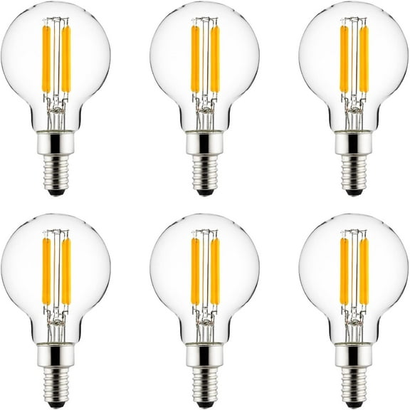 Diodesy- Pack of 6 G16.5/LED/FS/6W/930/6PK LED G16.5 Dimmable Globe Light Bulb, Candelabra Bulb for Chandeliers, Ceiling Fan, Vanity, 6 Watts (60W Equivalent), E12 Edison Bulb 3000K Soft White, CRI90