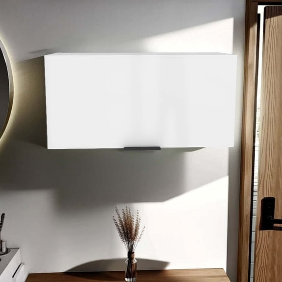 FM FURNITURE Coolidge Pull-Up Wall Cabinet, Compact Design, Single Shelf, Modern Style, White
