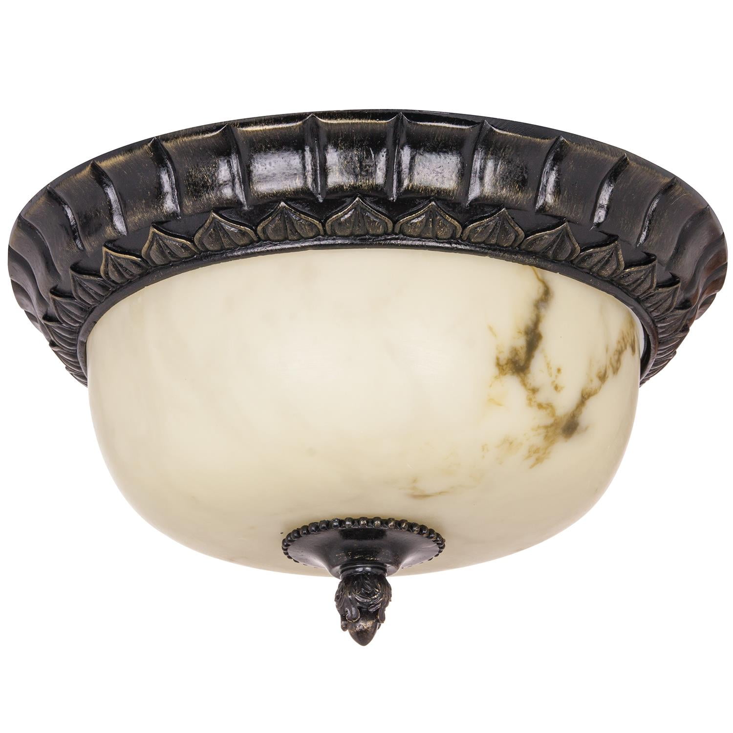 Weathered Bronze 15" Dome Ceiling Light with Alabaster Glass Shade