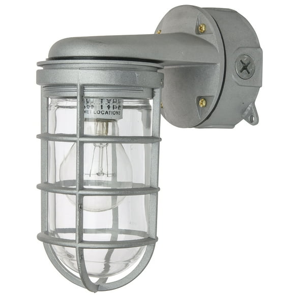 Diodesy- VTA100 Vaporproof Industrial Jar Fixture, Incandescent Utility Vapor Tight Lamp, Industrial Style Wall Light for Indoor and Outdoor Use with Junction Box, Metallic Finish, 100W Max, 120V, UL