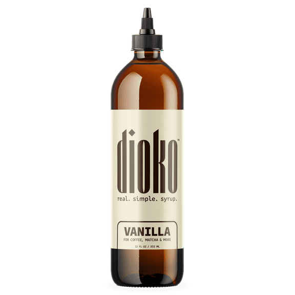 Dioko Premium Syrup, 12 fl. oz Premium Coffee & Dessert Syrup with Easy Pour Spout | No Artificial Dyes or Colors | Perfect for Lattes, Iced Coffee, Cocktails, Pastries & More (Vanilla)