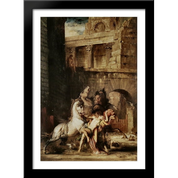 Diomedes Being Eaten by his Horses 28x40 Large Black Wood Framed Print Art by Gustave Moreau