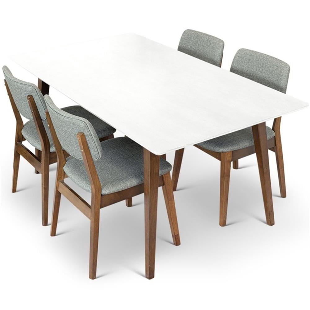 Dion Modern Solid Wood Walnut Dining Room & Kitchen Table and 4 Chair ...