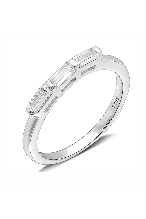 Dione Anniversary Band Ring Sterling Silver Baguette Cz Ginger Lyne Collection