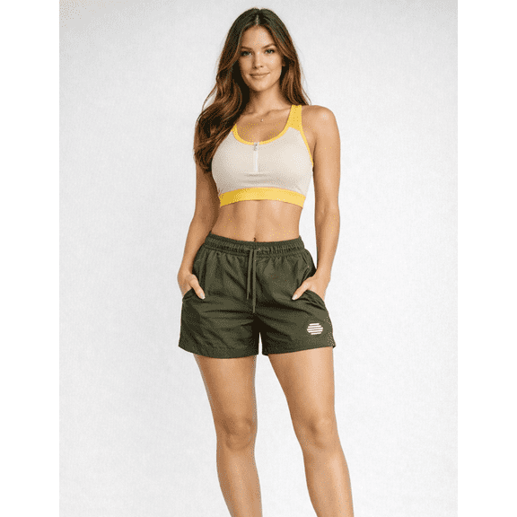 Dionies Comfotable Full-Cover Pull-Over Zip Racerback Sports Bra with Adjustable Padding