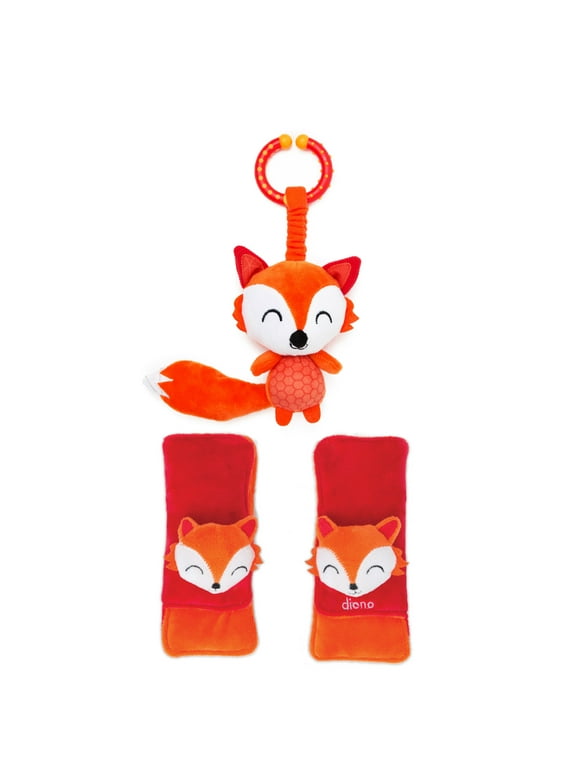 Diono Baby Harness Straps & Character Toy, 2 Pack Shoulder Pads, Fox