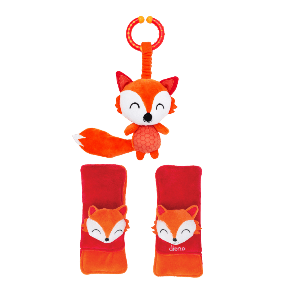 Diono Baby Harness Straps & Character Toy, 2 Pack Shoulder Pads, Fox
