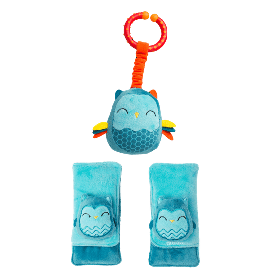Diono Baby Harness Straps & Character Toy, 2 Pack Shoulder Pads, Owl