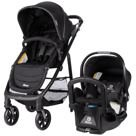 Diono Quantum 4 3-in-1 Travel System with LiteClik 30 R Infant Car Seat and Base, Black Jet