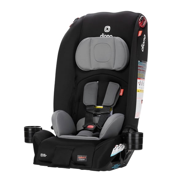 Diono Radian 3R, All-in-One Convertible Car Seat, Rear and Forward Facing, 10 Years 1 Car Seat, Slim Fit 3 Across, Black Storm