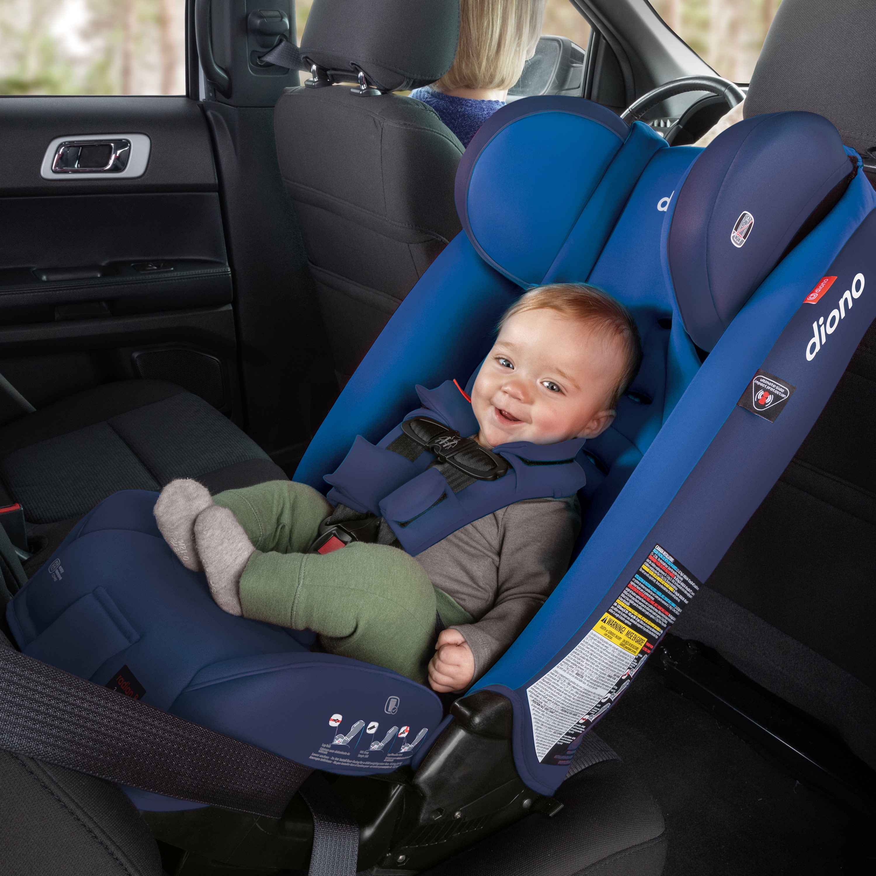 Diono Radian 3RXT All-in-One Convertible Car Seat, Slim Fit 3 Across, Blue