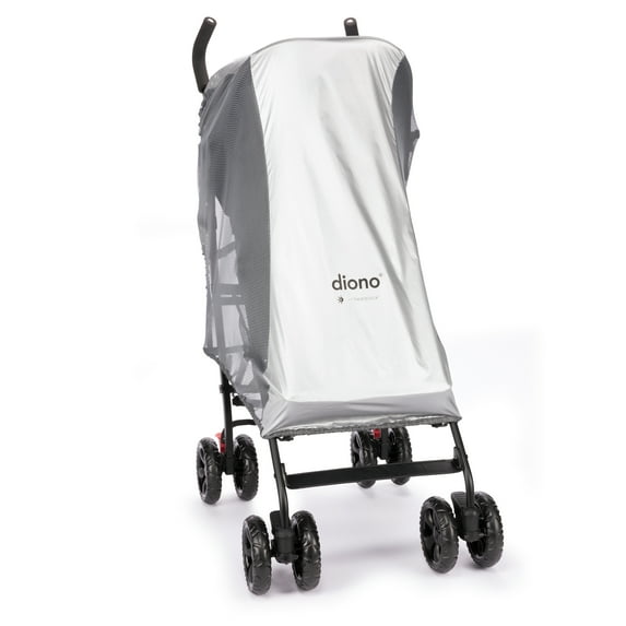 Diono Stroller Heatblock Fabric Sun Shade & Mosquito Net for Breathable UV and Bug Protection, Universal Fit, Silver
