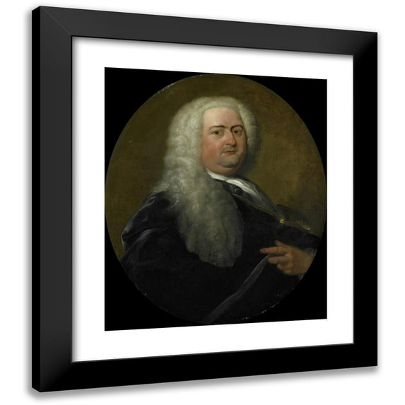 Dionys van Nijmegen 12x14 Black Modern Framed Museum Art Print Titled - Portrait of Adriaen Paets, Director of the Rotterdam Chamber of the Dutch East India Company, Elected 1734 (1734 - 176