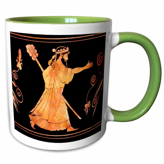 3drose, Dionysus Bacchus Greco-roman God Classics Dionysos Ancient Greek Art, 15oz Two-tone Green Mug