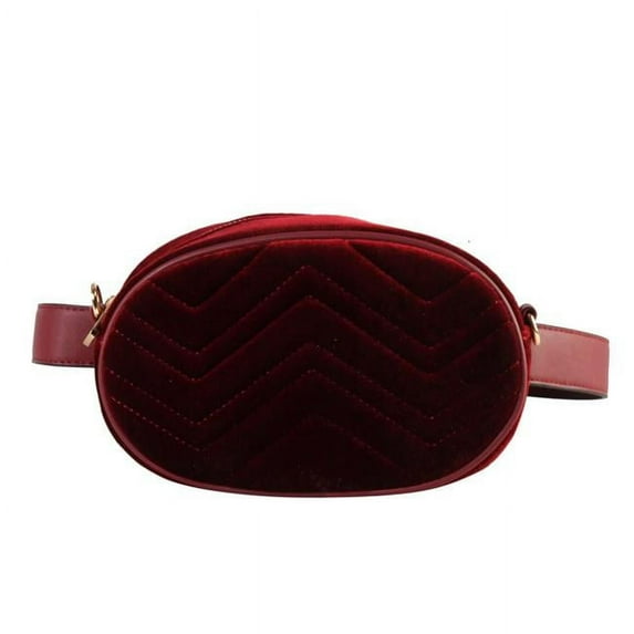Diophy RB-7238 RD Women High Quality Velvet Fashion Fanny Pack Waist Belt Bag - Red