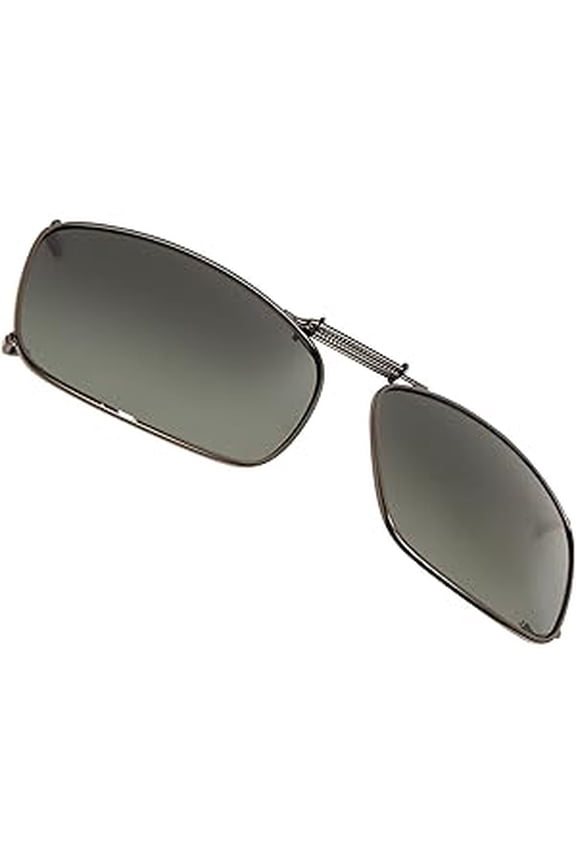 Solar Shield 15 REC Clip On Sunglasses Polarized Rectangular, Gunmetal, 56 mm