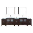 thumbnail image 1 of Dior 126" Double Bath Vanity in Espresso with Green Glass Top and Square Sinks with Polished Chrome Faucets with Matching Mirror, 1 of 7