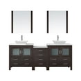 thumbnail image 1 of Dior 82" Double Bath Vanity in Espresso with White Engineered Stone Top and Square Sinks with Polished Chrome Faucets with Matching Mirror, 1 of 8