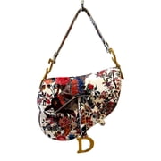 Dior Floral and Bird Print Leather Saddle Bag