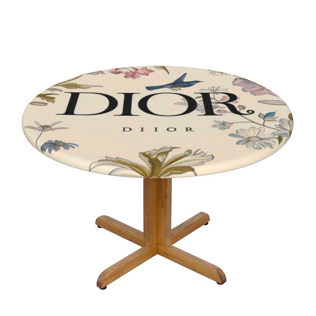 Dior's Floral in Soft Pastels Round Tablecloth Fitted Elastic Table
