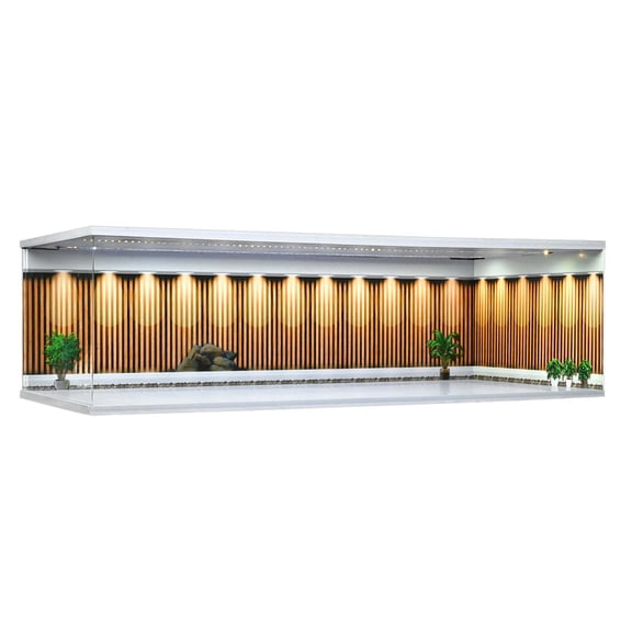 Diorama 1:18 Big Garage Model, Tri-Colour LED Lighting Shown, 5 Parking Space Parking Lot Scene, Multi Combination Exhibition Hall Scene Display Collection