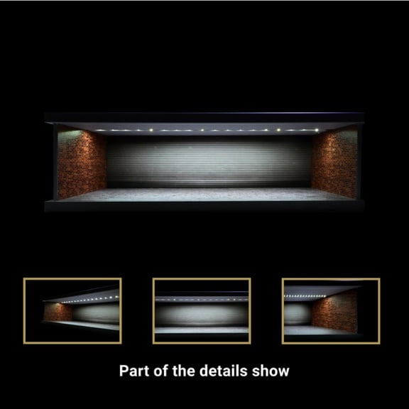 Diorama 1:43 Garage Model Die-cast Model Car Display Case with LED Light and Acrylic Cover ,Stackable Garage Parking Lot Scene Display Model