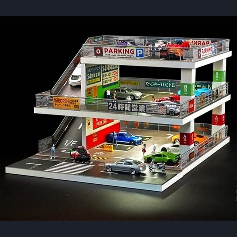 Diorama 1:64 Big Diecast Car Garage Model, LED Lighting Japanese