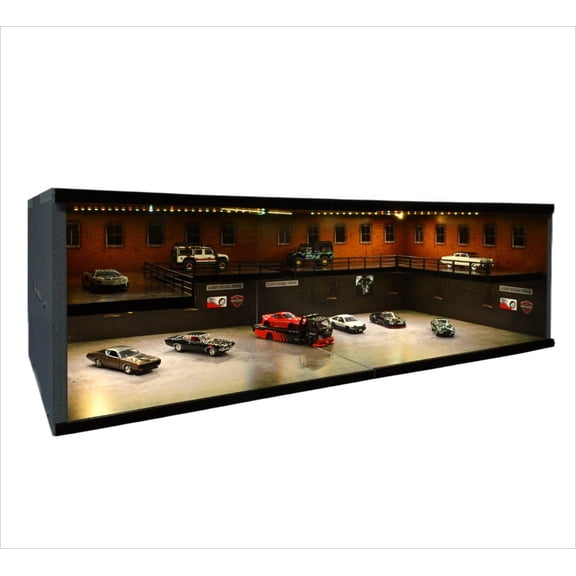 Diorama 1:64 Big Diecast Garage Model, LED Lighting Mluti-Story Parking Lot Scene Display Model, Car Model Storage, Display Case Gift Model, Building Model