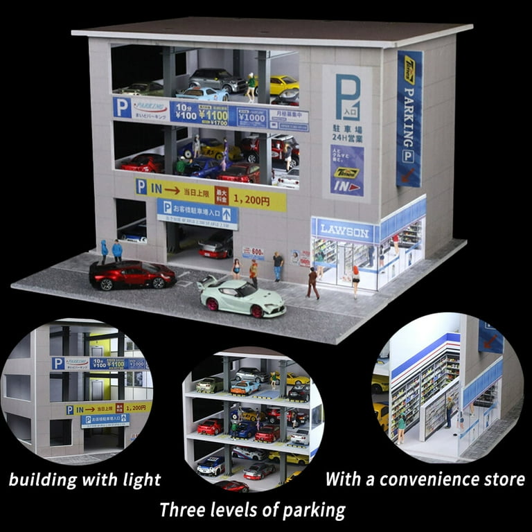 Diorama 1:64 Car Garage Model With LED Lighting, Japanese