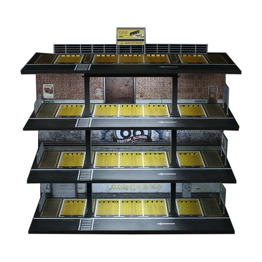 Model Car Display Building Diorama 1:64 Car Garage Model, LED Lighting Multi-Story Parking Lot ...