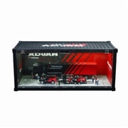 Diorama 1/64 Container Diecast Garage Model, Big LED Lighting Parking Lot Scene Display Case, Building Model, Model Car Display Storage for hotwheel