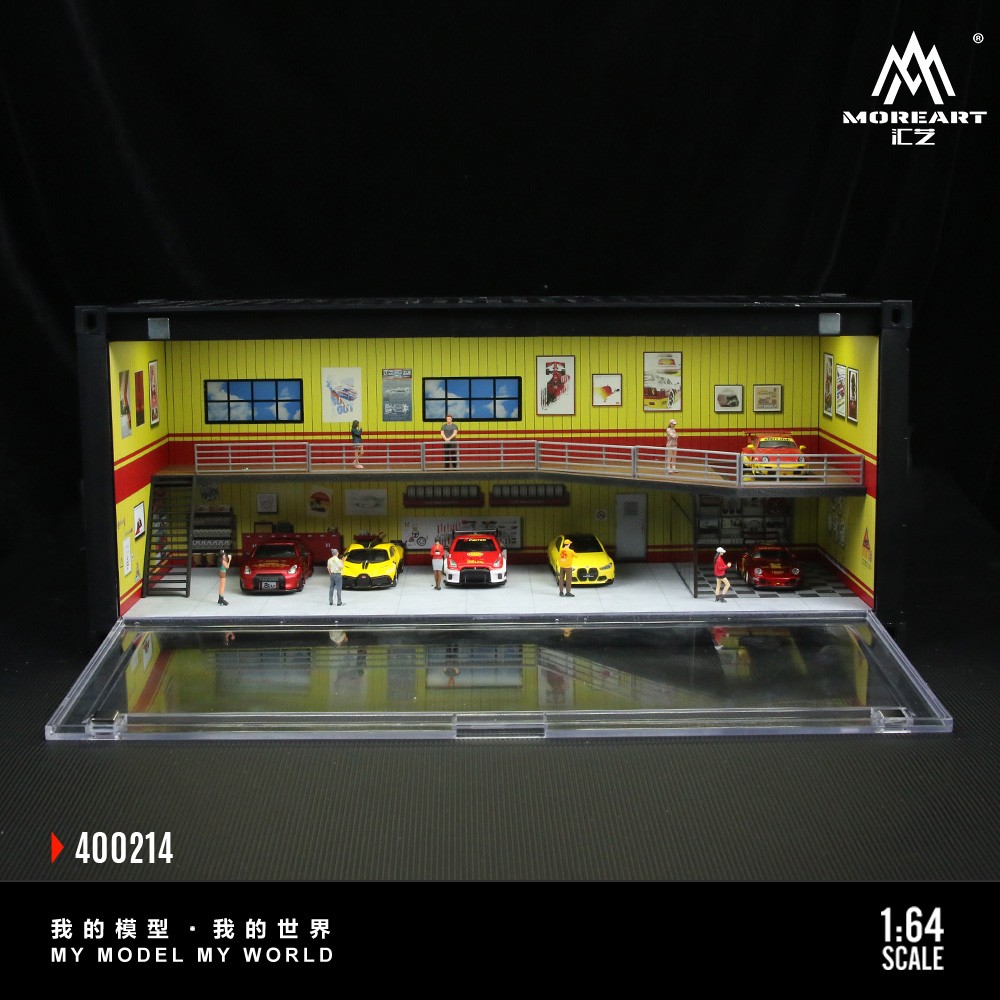 Model Car Display Building Diorama 1/64 Diecast Car Garage Model, LED Lighting Parking Lot Scene ...